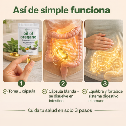 Aceite De Orégano 30 capsulas - Refuerza tu sistema inmune y mejora tu digestión de forma natural