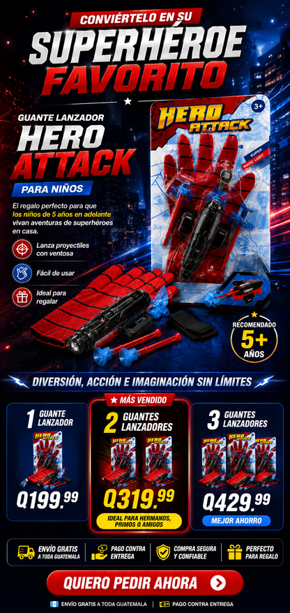 Guante Hero Attack™ | Diversión de Superhéroe a Precio Irresistible + ENVIO GRATIS